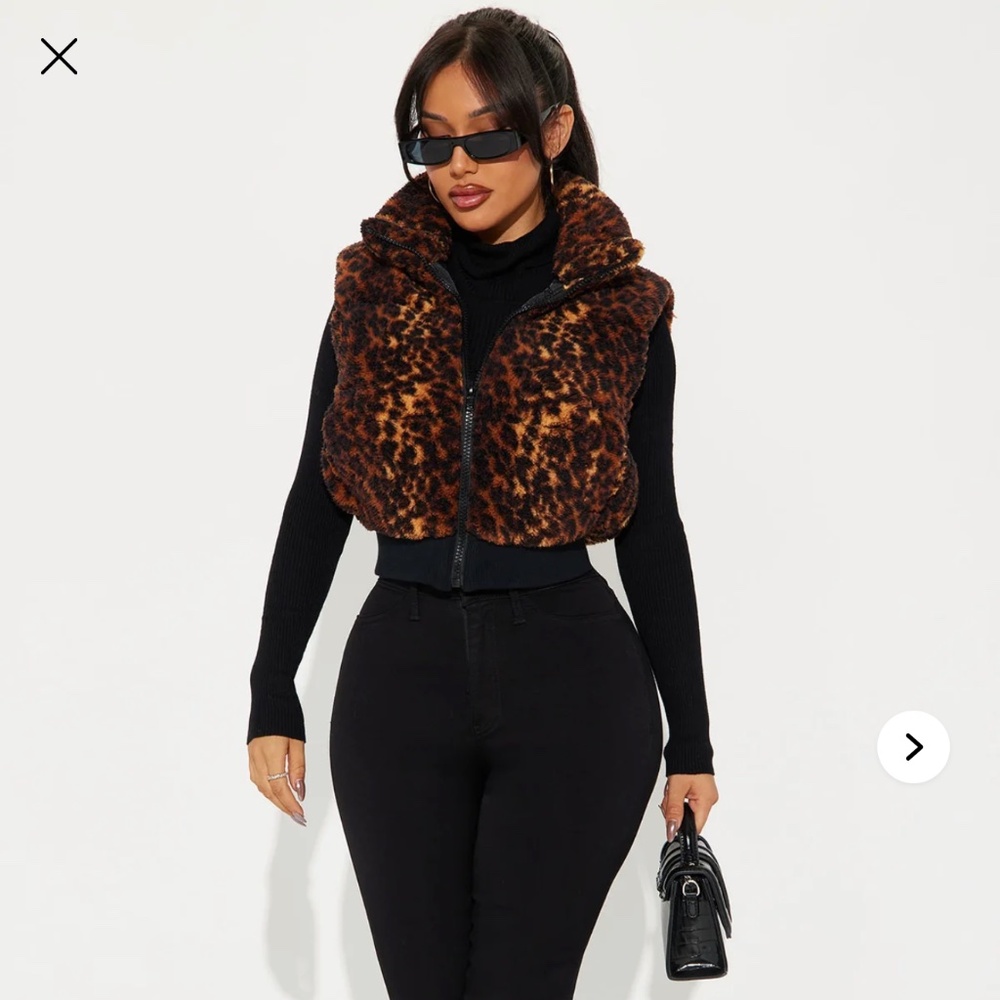 Kiara Sherpa printed puffer vest Fashion Nova